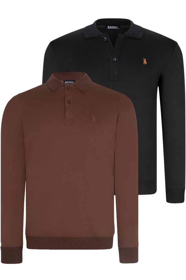 dewberry DOUBLE SET V4007 DEWBERRY MEN'S SWEATSHIRT-BLACK-BROWN