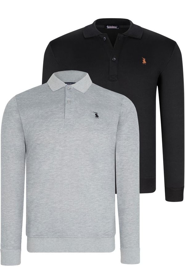 dewberry DOUBLE SET V4007 DEWBERRY MEN'S SWEATSHIRT-BLACK-GREY