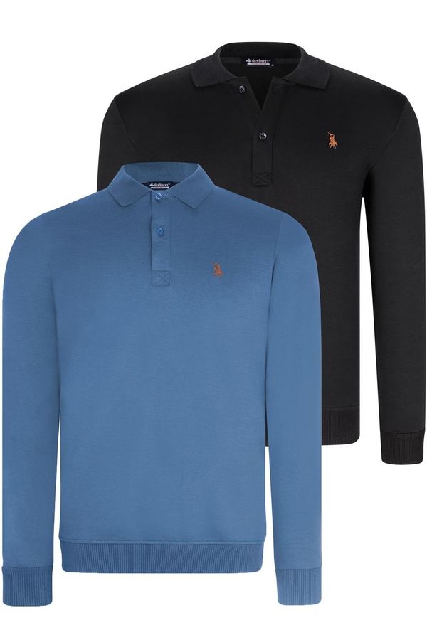 dewberry DOUBLE SET V4007 DEWBERRY MEN'S SWEATSHIRT-BLACK-INDIGO