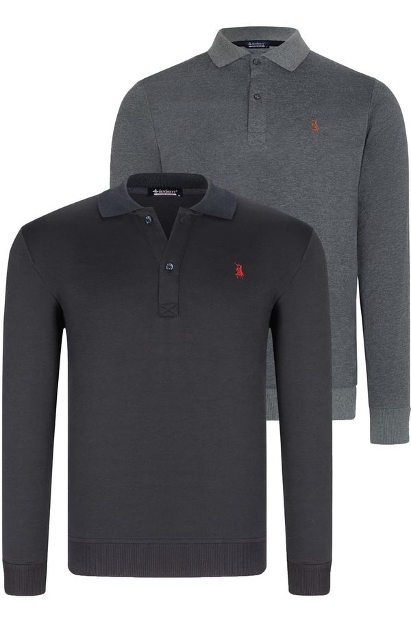 dewberry DOUBLE SET V4007 DEWBERRY MEN'S SWEATSHIRT-NAVY - ANTHRACITE