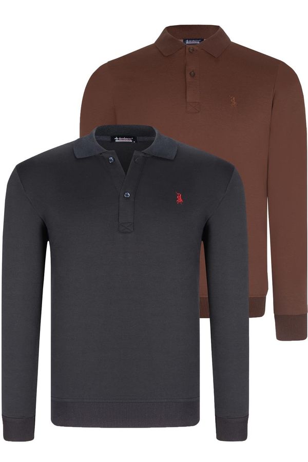 dewberry DOUBLE SET V4007 DEWBERRY MEN'S SWEATSHIRT-NAVY-BROWN