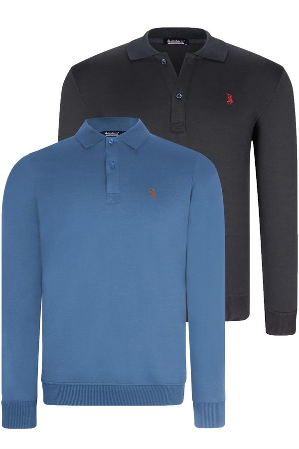 dewberry DOUBLE SET V4007 DEWBERRY MEN'S SWEATSHIRT-NAVY-INDIGO