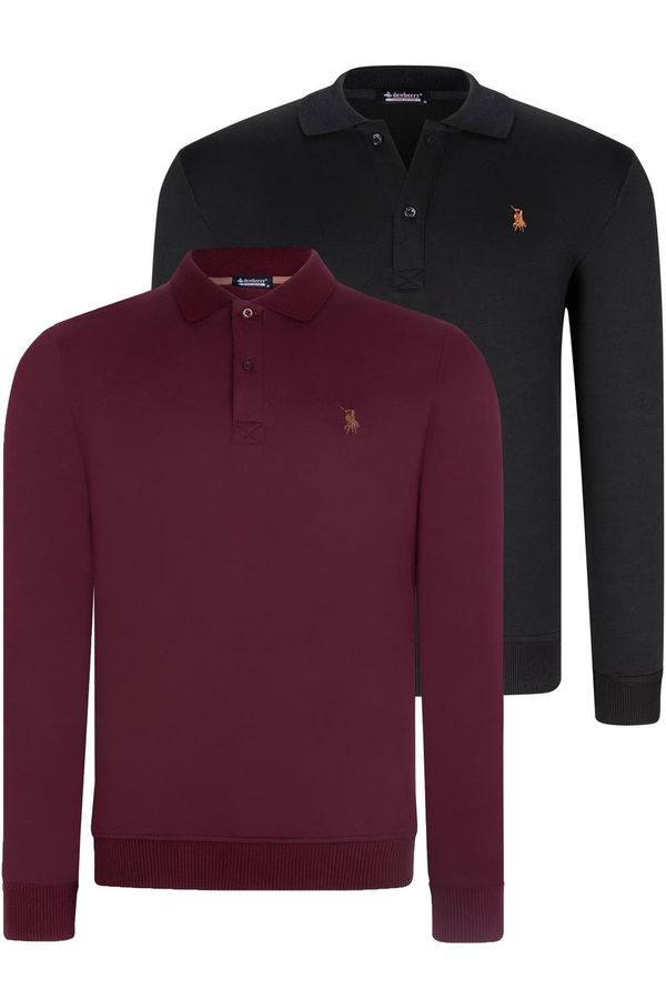 dewberry DOUBLE SET V4007 DEWBERRY MEN'S SWEATSHIRT-PURPLE-BLACK