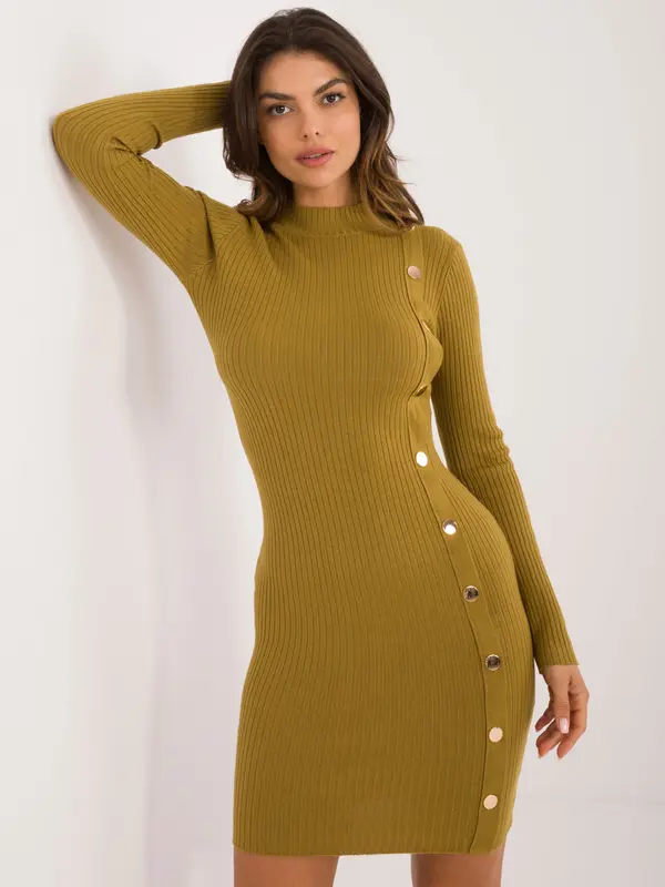 Wool Fashion Italia Dress-AT-SK-2345-2.32-olive