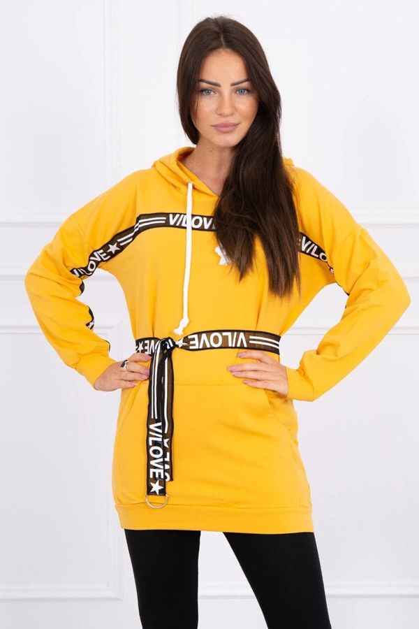 Kesi Dress decorated with a mustard inscription tape