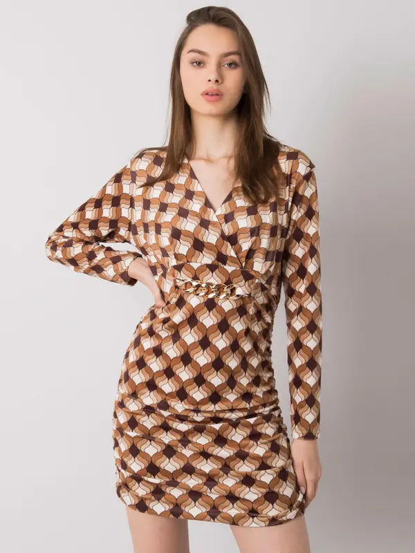 Italy Moda Dress-DHJ-SK-12695.26P-light brown