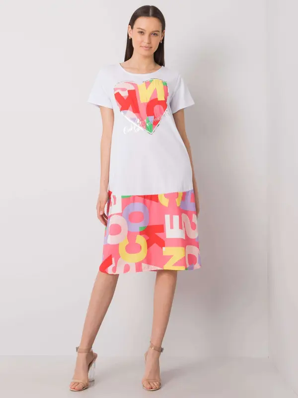 Italy Moda Dress-DHJ-SK-13119.26P-White-Pink