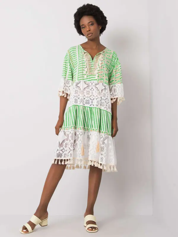 Italy Moda Dress-DHJ-SK-13567.41P-white-green
