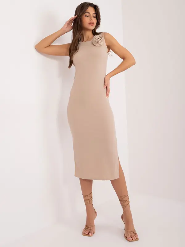 Italy Moda Dress-DHJ-SK-17732.22-dark beige