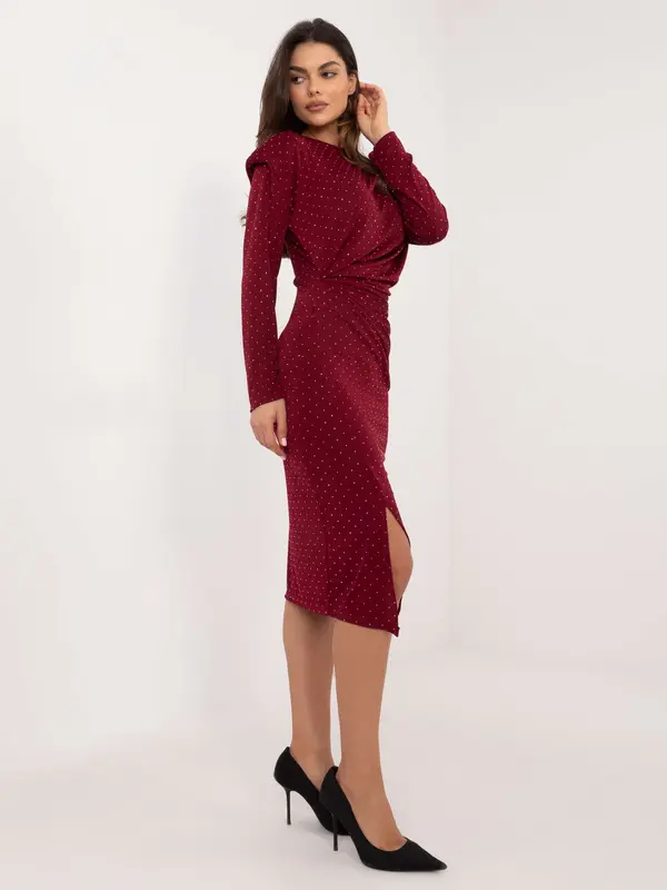 Italy Moda Dress-DHJ-SK-18206.67-burgundy