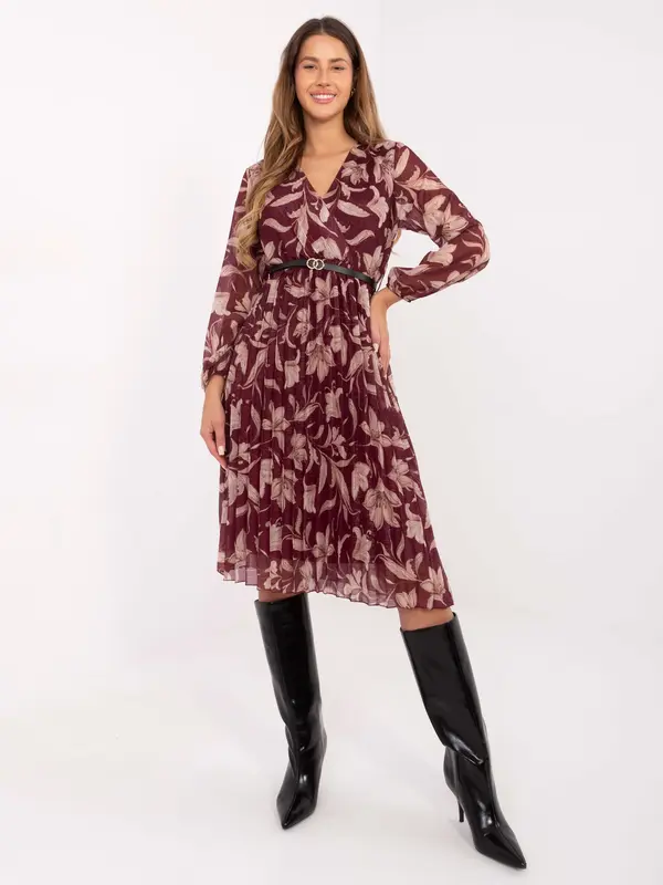Italy Moda Dress-IT-SK-10536-1.16P-burgundy