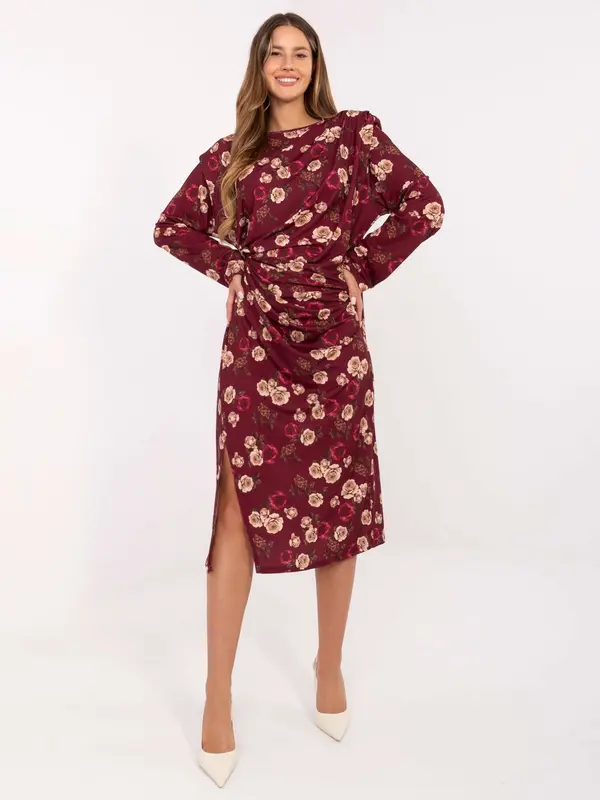 RUE PARIS Dress-IT-SK-20057-1.02-burgundy