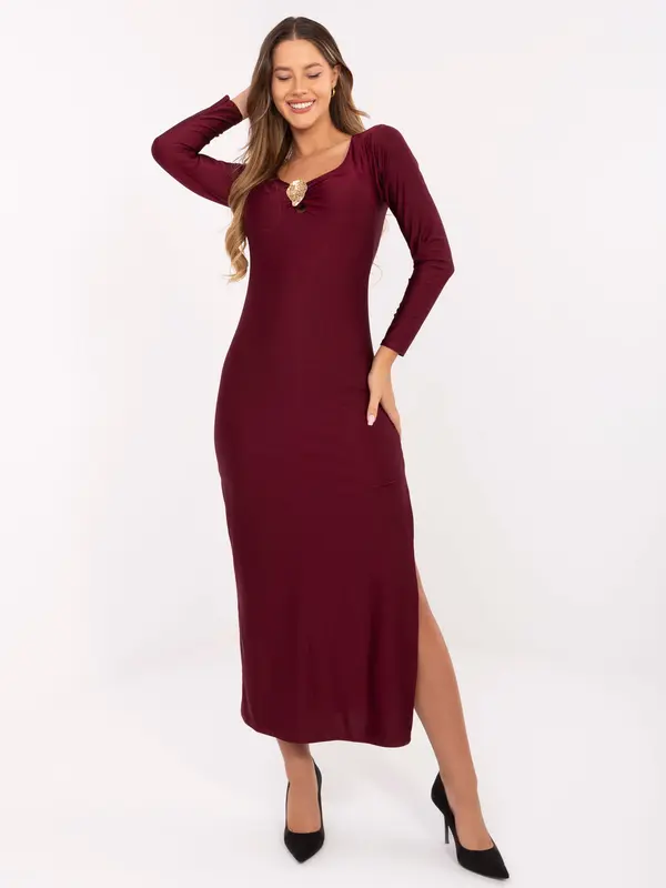 Italy Moda Dress-IT-SK-21619.97-burgundy