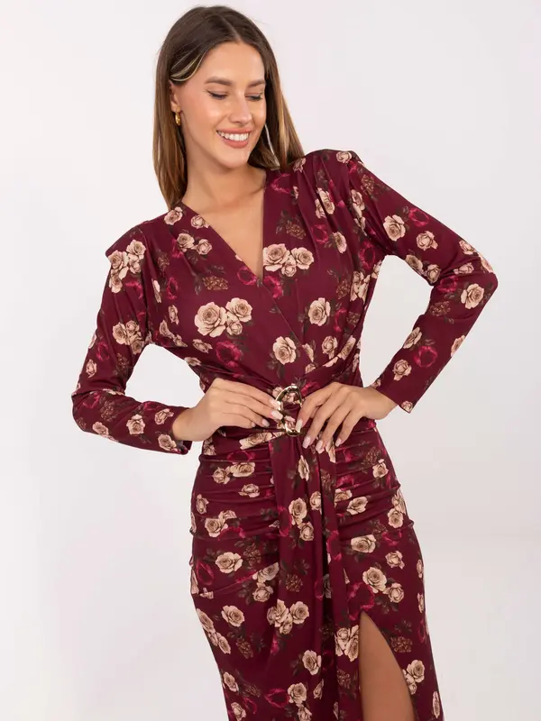 Italy Moda Dress-IT-SK-21625-2.28-burgundy