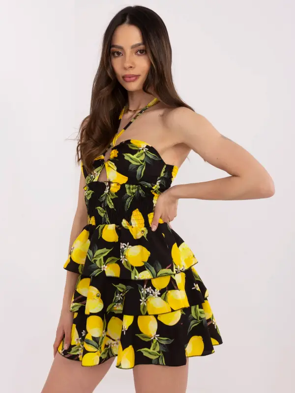 Italy Moda Dress-MI-SK-23708.60-black-yellow