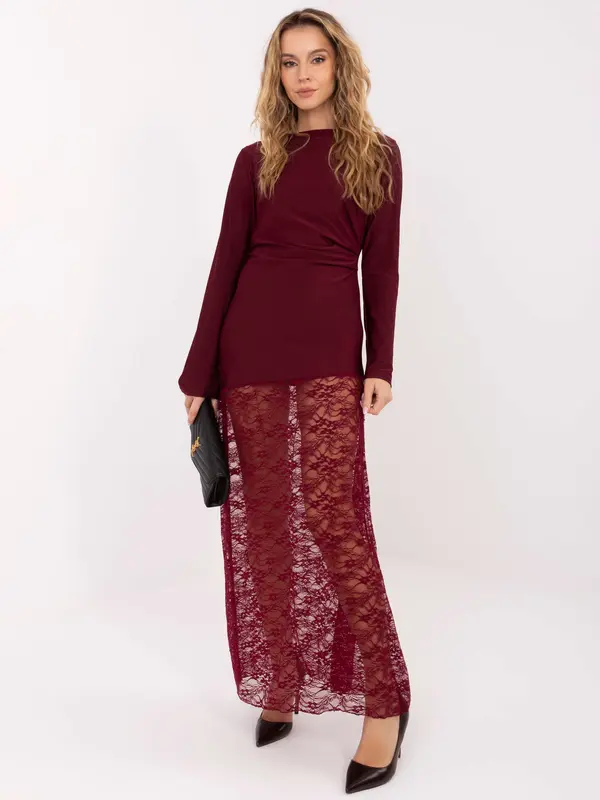 Italy Moda Dress-MI-SK-3310.63-burgundy