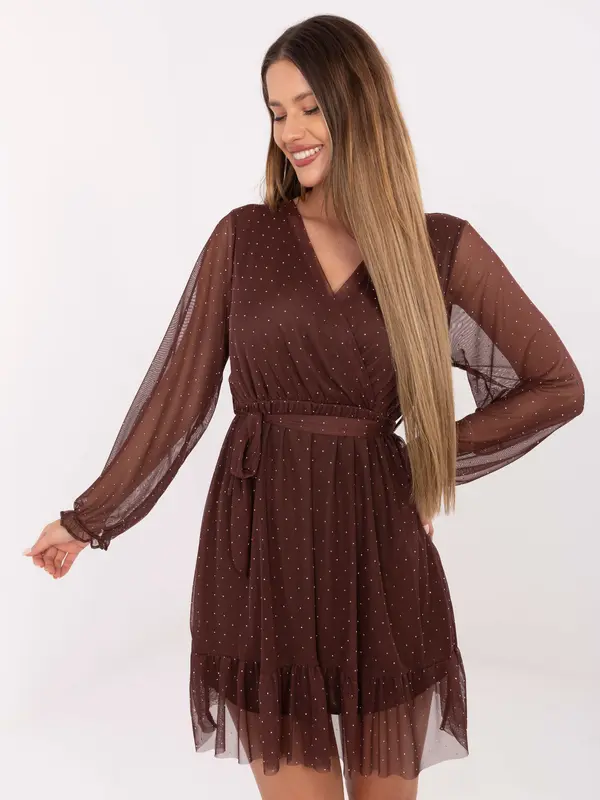 Italy Moda Dress-MI-SK-61430.62-brown