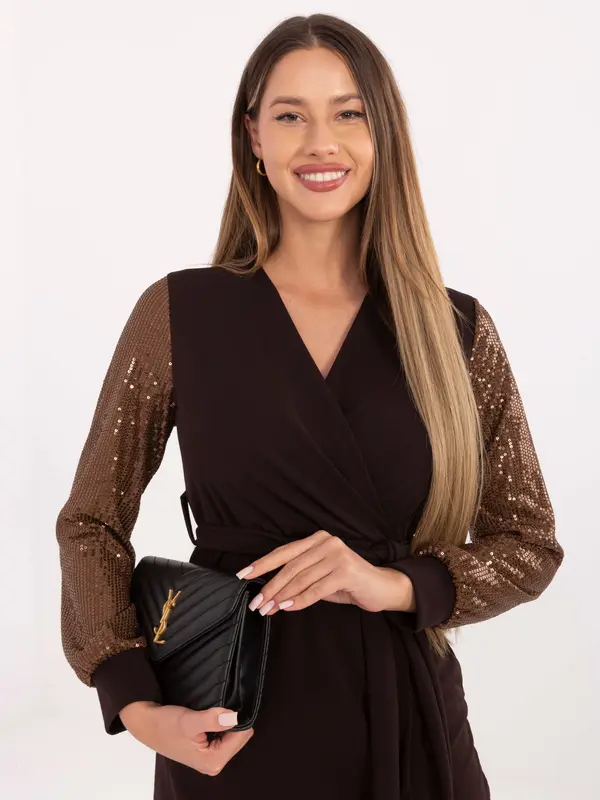 Italy Moda Dress-MI-SK-67634.99-dark brown