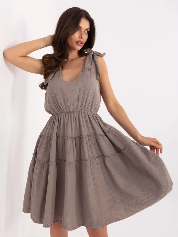 Italy Moda Dress-MI-SK-92179.14-dark beige