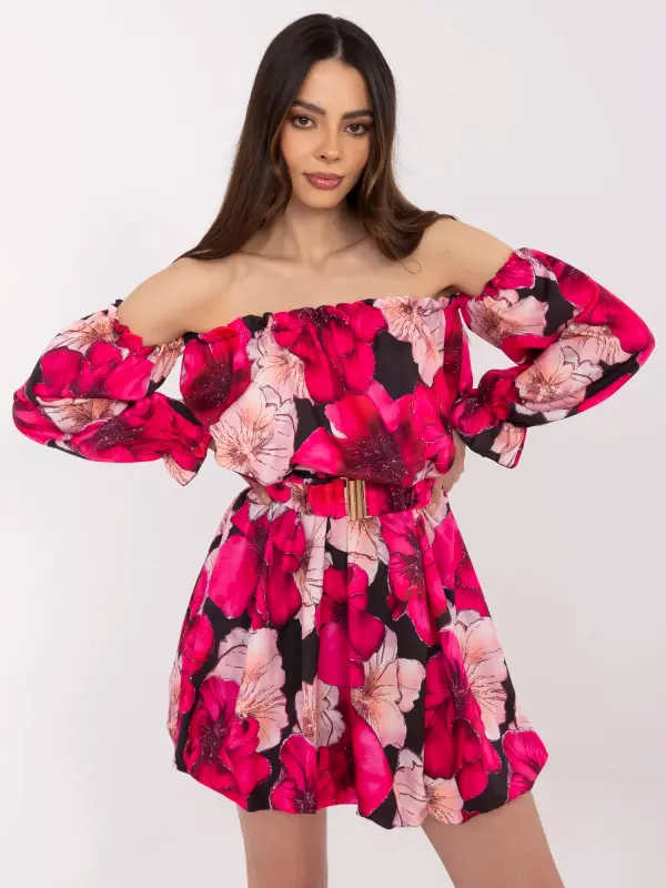 Italy Moda Dress-MI-SK-A1447.84-black-pink