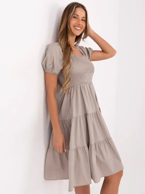 Italy Moda Dress-MI-SK-A2561.89-dark beige