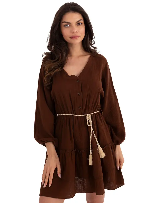 Italy Moda Dress-MI-SK-A5079.27-dark brown