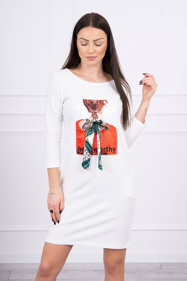 Kesi Dress with 3D graphics Remarkable ecru