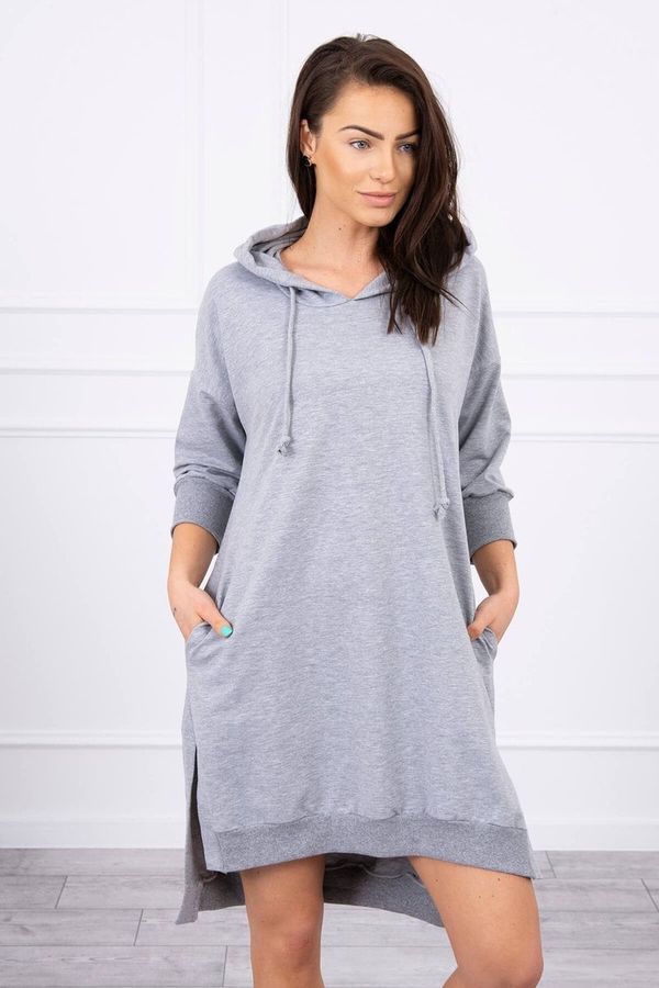 Kesi Dress with a hood and a long back in gray