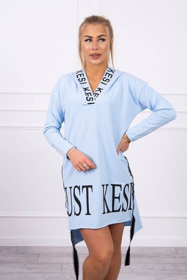 Kesi Dress with a hood and blue print