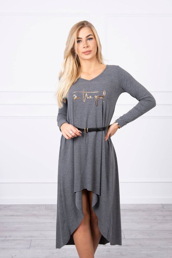 Kesi Dress with decorative belt and graphite inscription