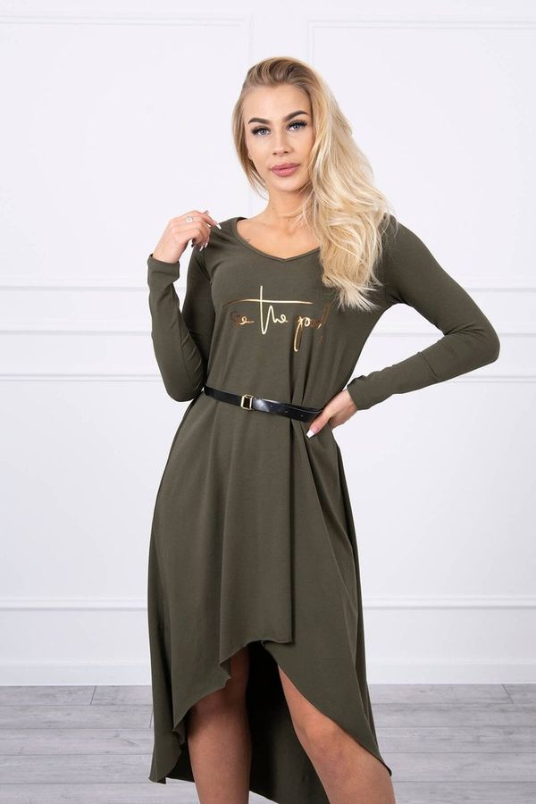 Kesi Dress with decorative belt and khaki inscription