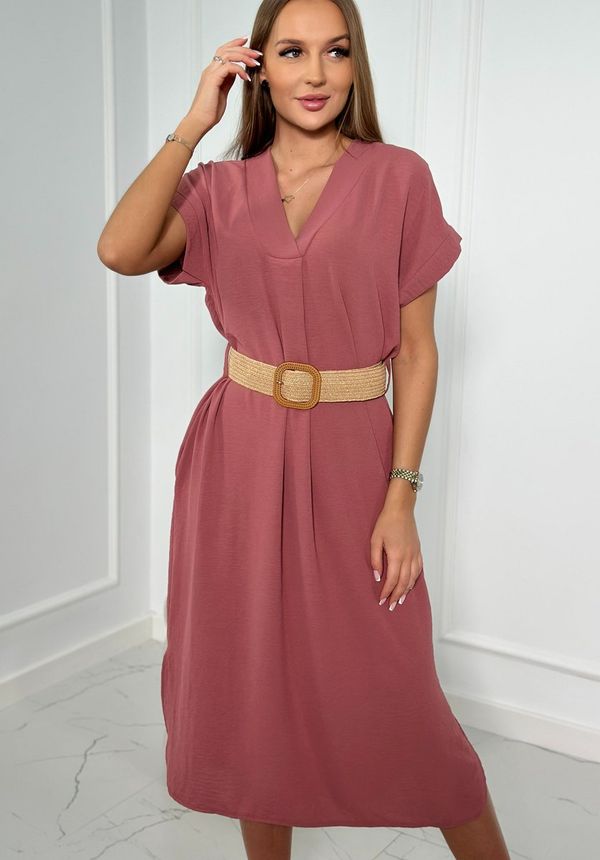 Kesi Dress with decorative belt navy pink