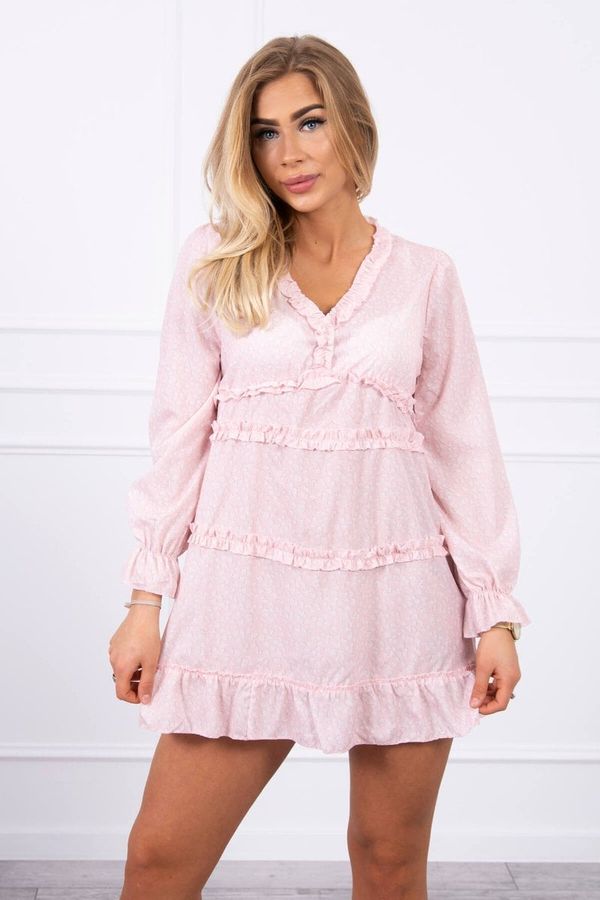 Kesi Dress with decorative ruffles powder pink