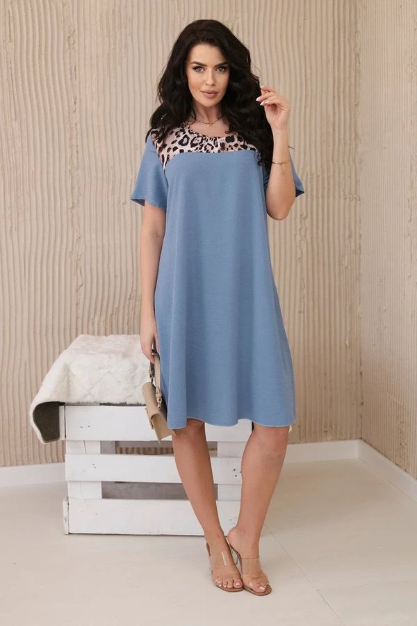 Kesi Dress with denim with an animal motif