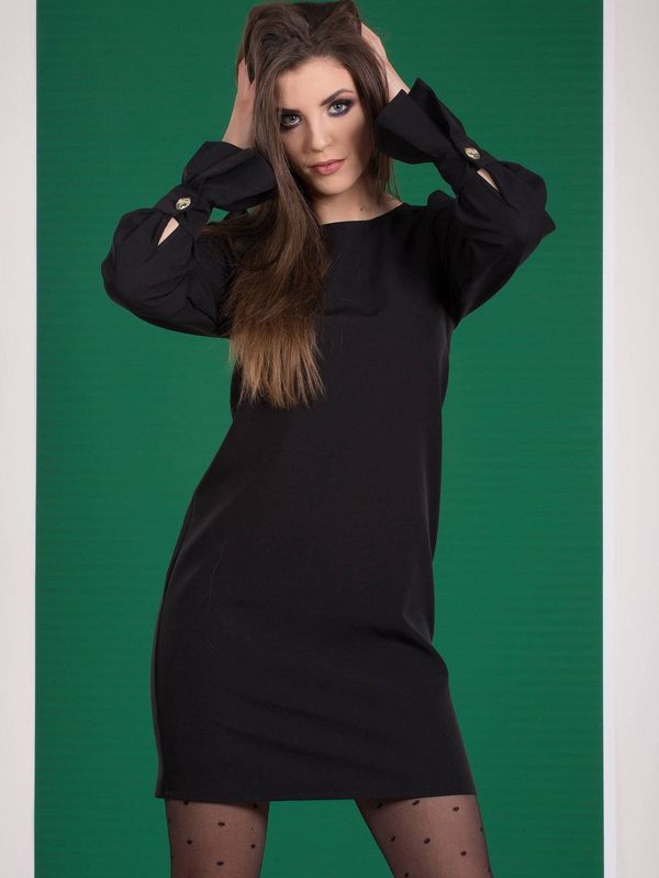 INPRESS Dress with flared sleeves black