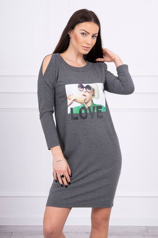 Kesi Dress with graphite print of love