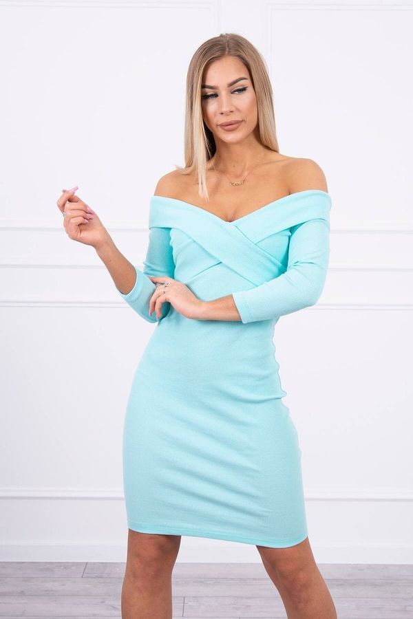 Kesi Dress with mint V-neck