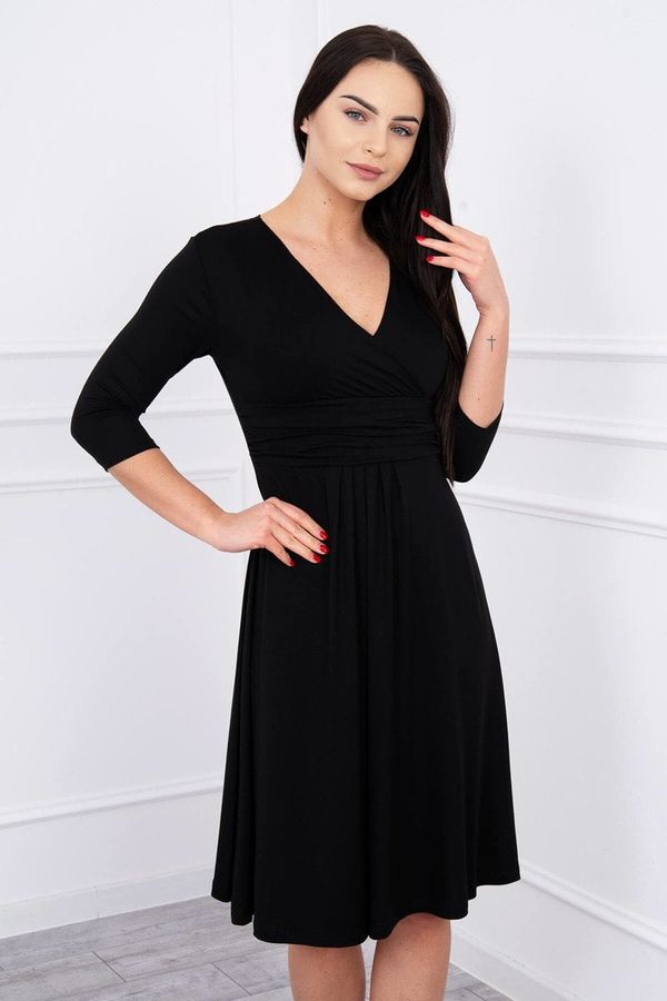 Kesi Dress with neckline under the bust, 3/4 sleeves black