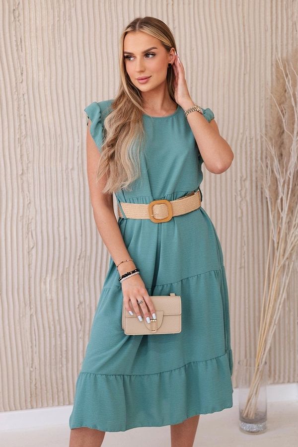 Kesi Dress with ruffles dark mint