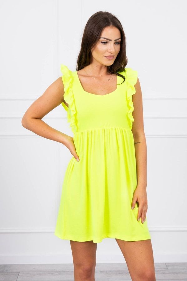 Kesi Dress with ruffles on the sides yellow neon