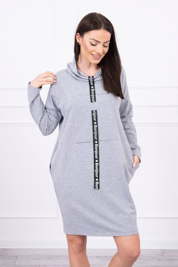 Kesi Dress with tie gray