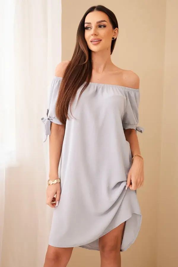 Kesi Włoski Dress with ties on the sleeves - grey