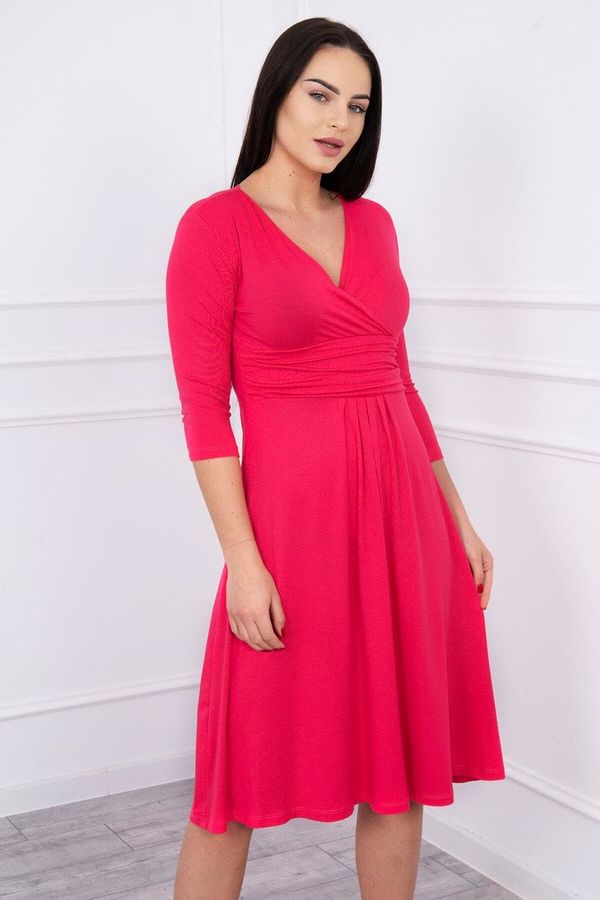 Kesi Dress with underbust neckline, 3/4 sleeves fuchsia