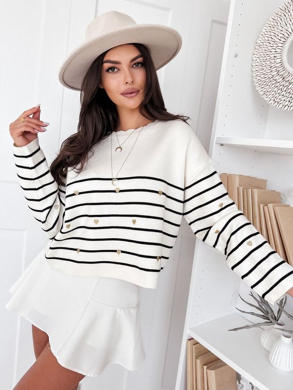 DStreet DStreet Sweter damski VELORIA ecru-czarny