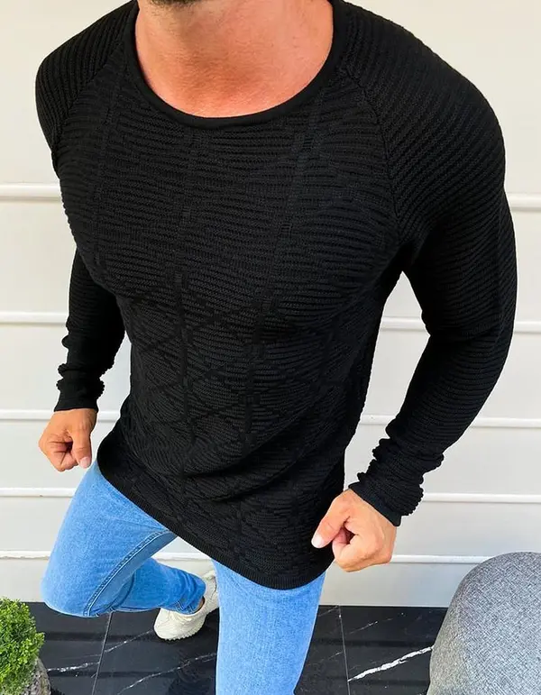 DStreet DStreet Sweter męski wkładany przez głowę czarny