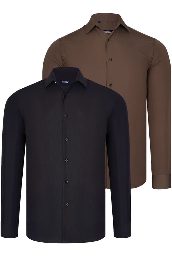 dewberry DUAL SET G726 DEWBERRY MENS SHIRTS-BLACK-BROWN