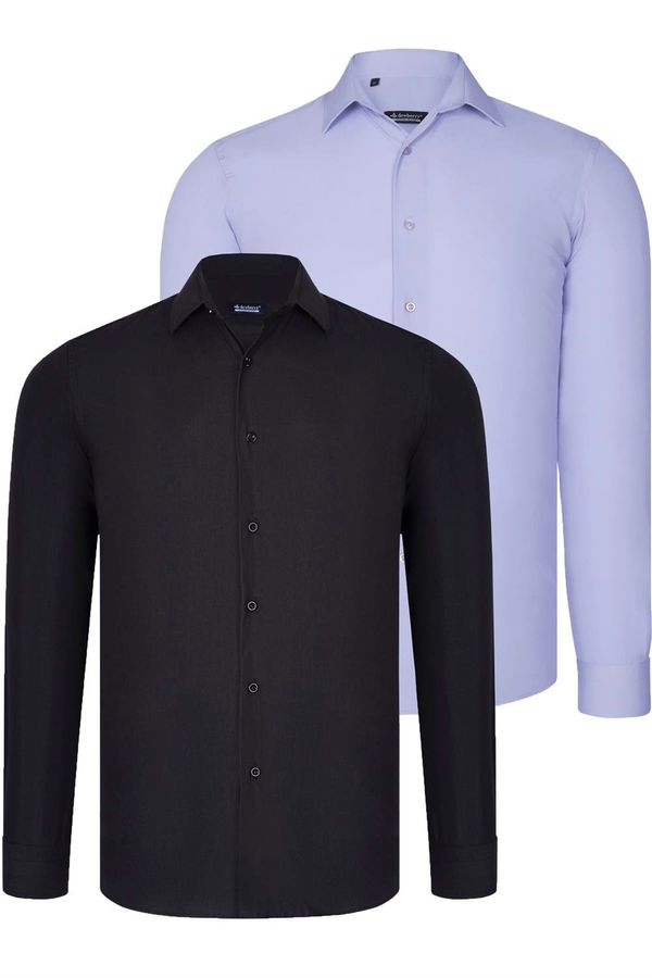 dewberry DUAL SET G726 DEWBERRY MENS SHIRTS-BLACK-LILAC