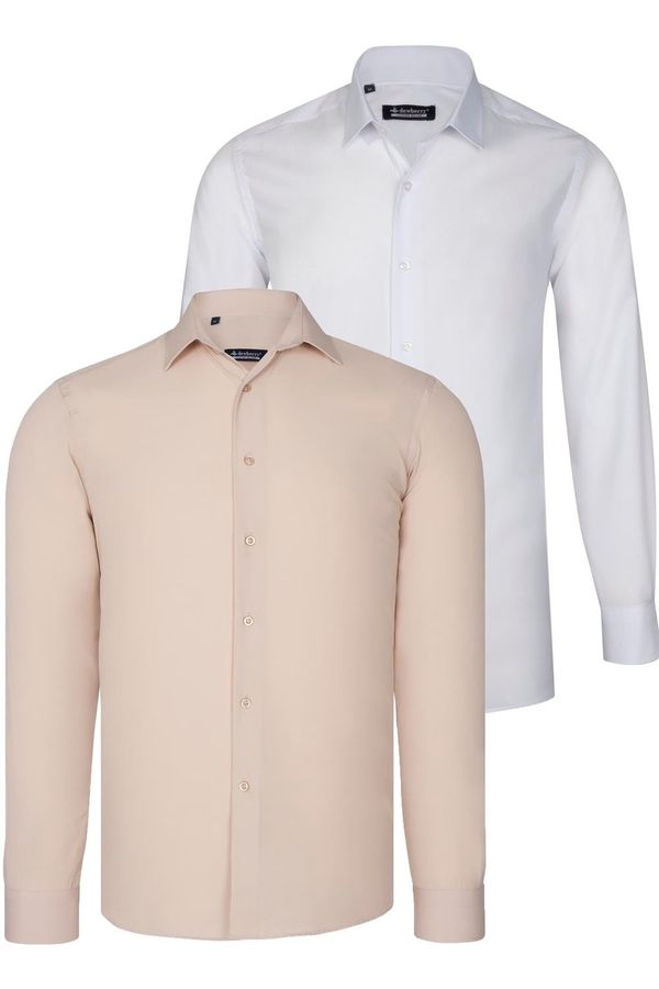 dewberry DUAL SET G726 DEWBERRY MENS SHIRTS-WHITE-BEIGE