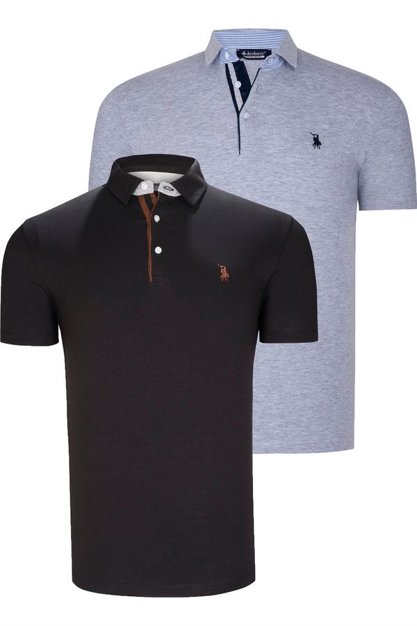 dewberry DUAL SET T8582 DEWBERRY MENS T-SHIRT-BLACK-GREY