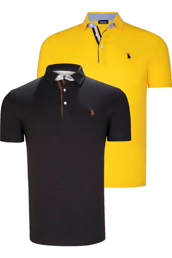 dewberry DUAL SET T8582 DEWBERRY MENS T-SHIRT-BLACK-YELLOW